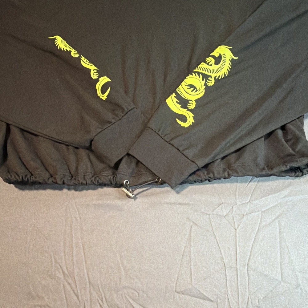 Charlotte Russe Black Dragon Graphic Cropped Hoodie M Athletic Pullover Y2K - Picture 2 of 11